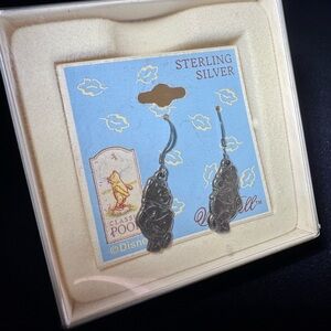 Disney Classic Winnie the Pooh Sterling Silver Dangle Earrings Vtg NIB
